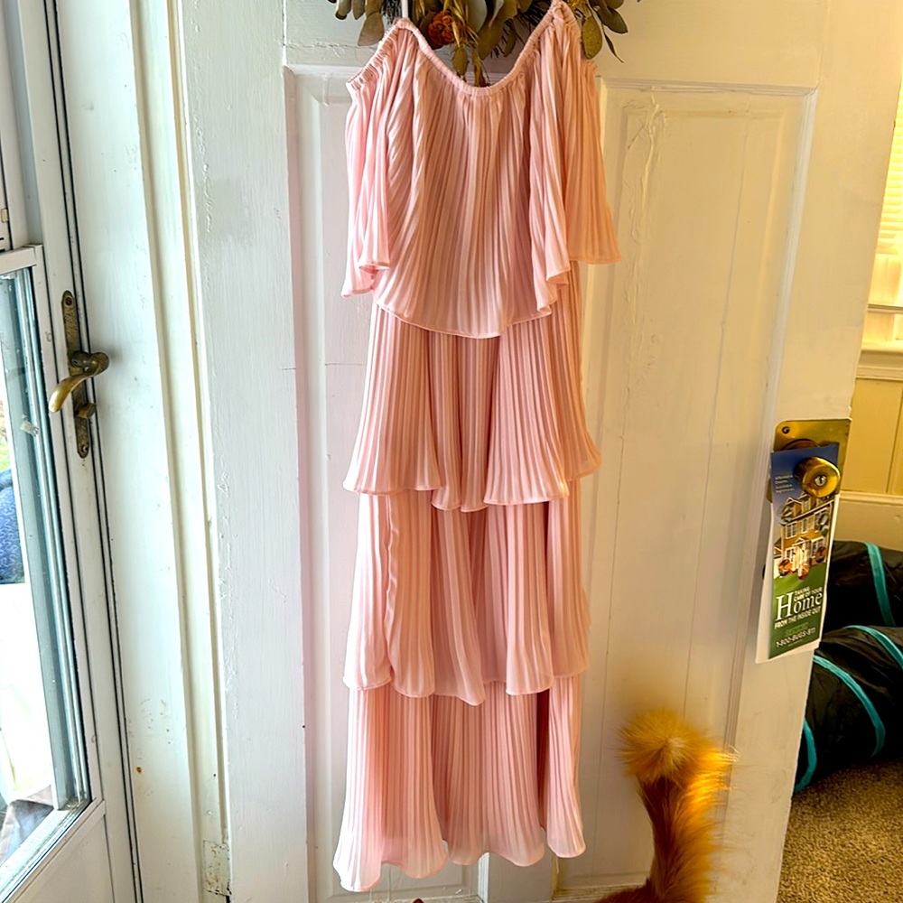 Pink tiered ruffle dress